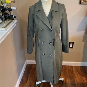 Olive Double-Breasted Women's Express Trench Coat